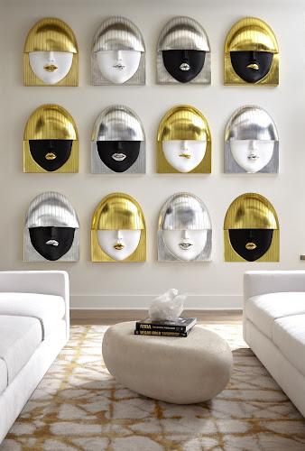 Phillips Collection Fashion Faces Wall Art Large Kiss White and Gold Leaf Accent