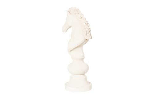 Phillips Collection Knight Chess Sculpture, Cast Stone White White Accent