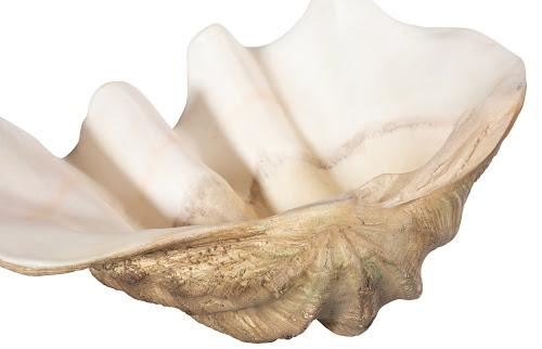 Phillips Collection Cast Clam Shell , Faux Finish, LG Beige Bowl