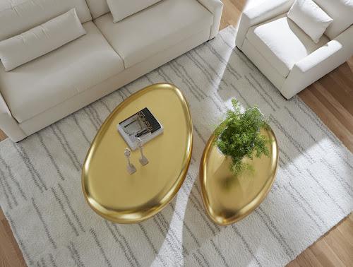 Phillips Collection River Stone , Gold Leaf, Small Gold Coffee Table