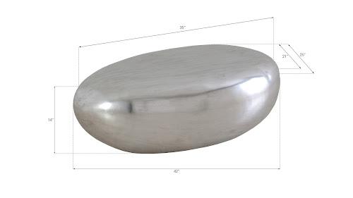 Phillips Collection River Stone , Silver Leaf, Small Silver Coffee Table