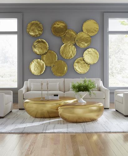 Phillips Collection River Stone , Gold Leaf, Large Gold Coffee Table