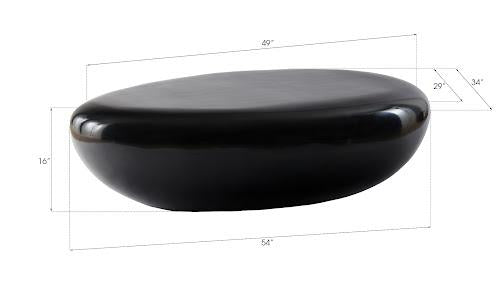 Phillips Collection River Stone , Gel Coat Black, Large Black Coffee Table