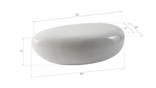 Phillips Collection River Stone , Gel Coat White, Small White Coffee Table