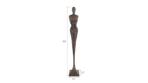 Phillips Collection Tall Chiseled Female Sculpture Resin Bronze Finish Accent