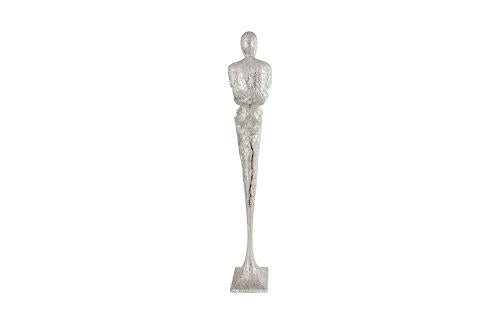 Phillips Collection Tall Chiseled Male Sculpture Resin Silver Leaf Accent