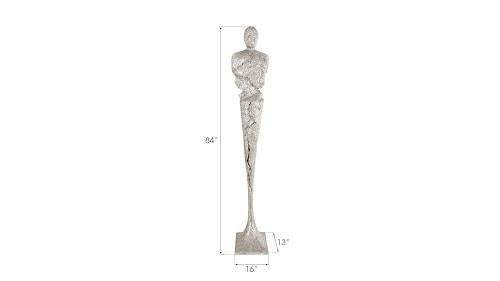 Phillips Collection Tall Chiseled Male Sculpture Resin Silver Leaf Accent