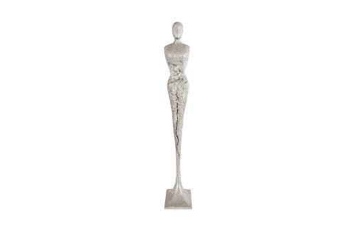 Phillips Collection Tall Chiseled Female Sculpture Resin Silver Leaf Accent