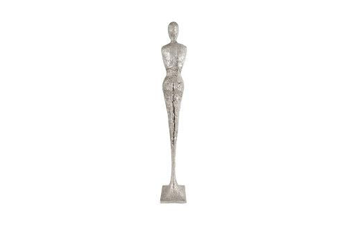 Phillips Collection Tall Chiseled Female Sculpture Resin Silver Leaf Accent