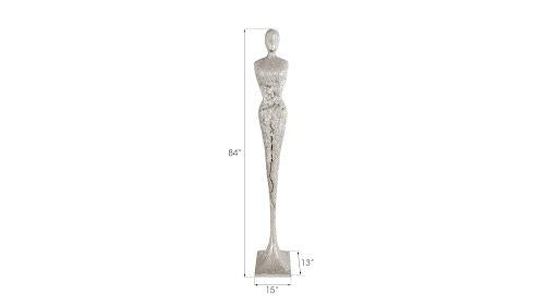 Phillips Collection Tall Chiseled Female Sculpture Resin Silver Leaf Accent