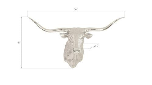 Phillips Collection Longhorn Bull Wall Art Resin Silver Leaf Accent