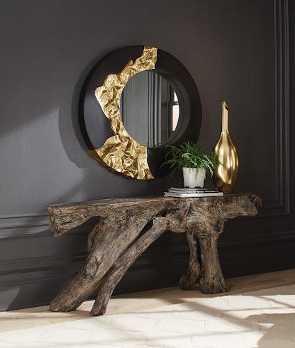 Phillips Collection Mercury Black Gold Leaf Mirror