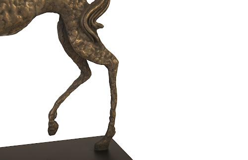 Phillips Collection Prancing Horse Sculpture on Black Metal Base Resin Bronze Finish Accent