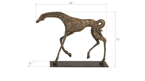 Phillips Collection Prancing Horse Sculpture on Black Metal Base Resin Bronze Finish Accent