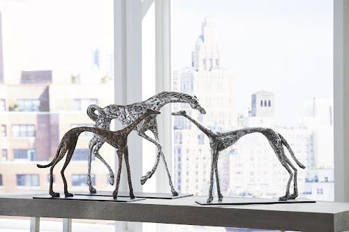 Phillips Collection Greyhound on Black Metal Base Resin Bronze Finish Accent