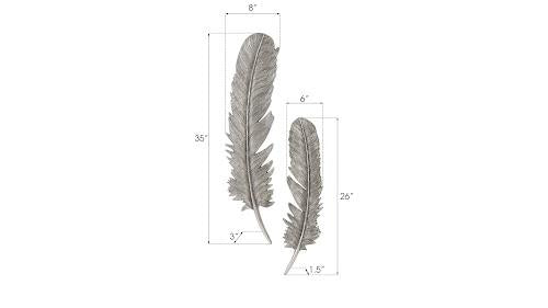 Phillips Collection Feathers Wall Art Large Silver Leaf Set of 2 Accent