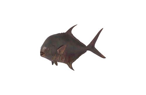 Phillips Collection Permit Fish Wall Sculpture Resin Copper Patina Finish Accent