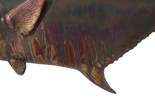 Phillips Collection Permit Fish Wall Sculpture Resin Copper Patina Finish Accent