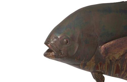 Phillips Collection Permit Fish Wall Sculpture Resin Copper Patina Finish Accent