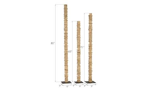 Phillips Collection Stacked Wood Floor Sculptures Bleached Set of 3 Accent