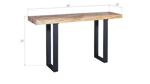 Phillips Collection Origins Straight Edge  Table Metal U Legs Matte Black Console