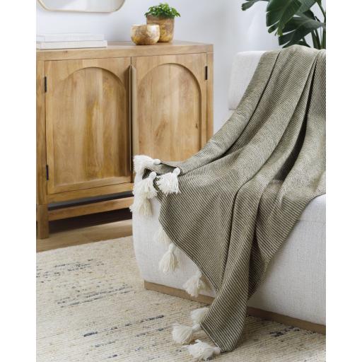 Surya Kapri BOKI-1003 Cream Olive 50"W x 60"L Throw