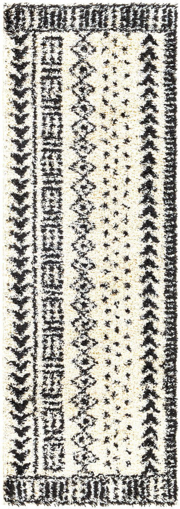 Surya Beni Shag BSH-2305 Black Cream 5'3" x 7' Rug