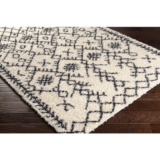 Surya Beni Shag BSH-2306 Black Cream 5'3" x 7' Rug