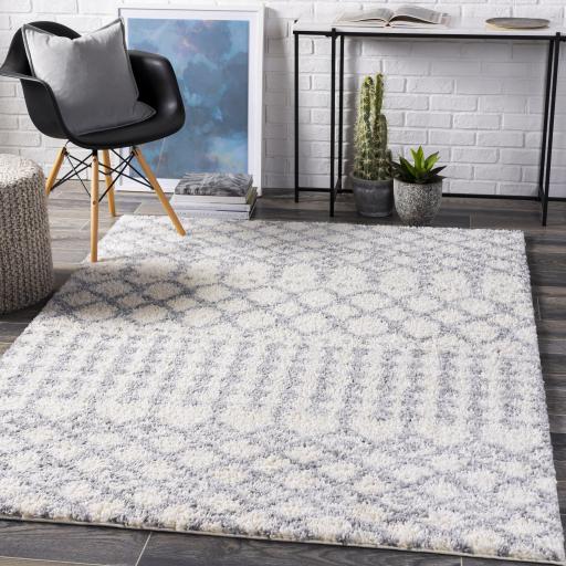 Surya Deluxe Shag DXS-2312 Medium Gray Off-White 7'10" x 10'3" Rug