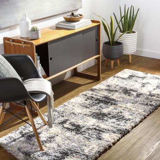 Surya Eskimo Shag ESG-2301 Black Cream 2'7" x 7'3" Rug