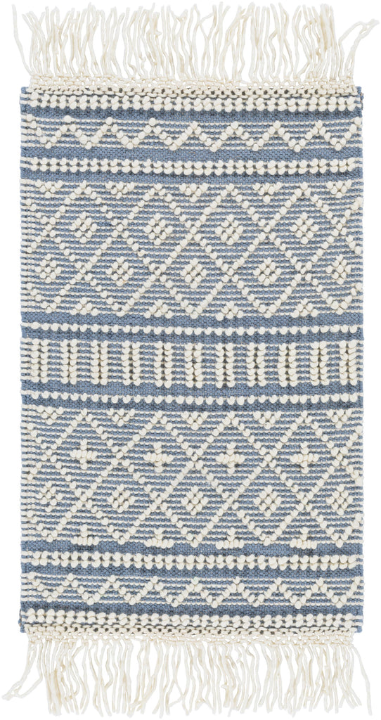 Surya Farmhouse Tassels FTS-2301 Blue White 2' x 3' Rug