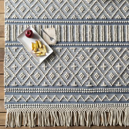 Surya Farmhouse Tassels FTS-2301 Blue White 5' x 7'6" Rug