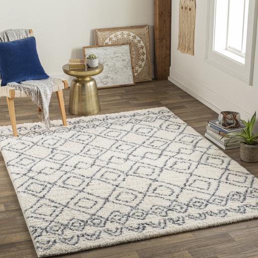 Surya Puffy Shag PFY-2301 Cream Navy 5'3" x 7' Rug