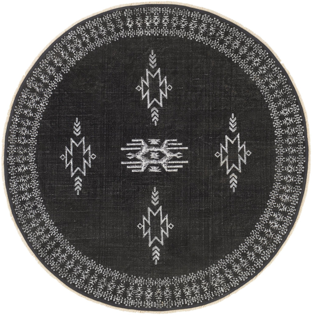 Surya Rajasthan RAJ-2303 Black Cream 6' Round Rug