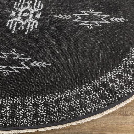 Surya Rajasthan RAJ-2303 Black Cream 6' Round Rug