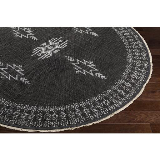 Surya Rajasthan RAJ-2303 Black Cream 6' Round Rug