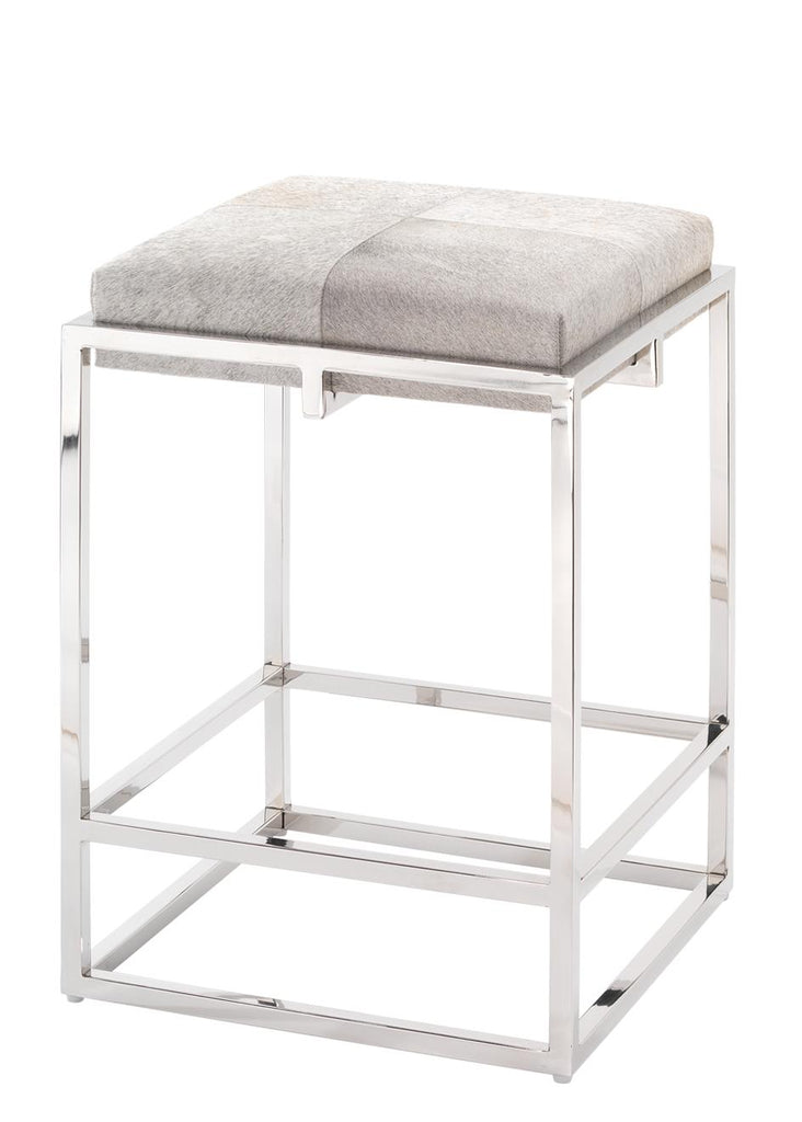 Jamie Young Shelby Hide Stool, Grey