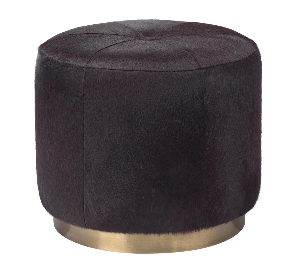 Jamie Young Thackery Hide On Roud Pouf, Small