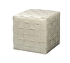 Jamie Young Woven Leather Ottoman, White