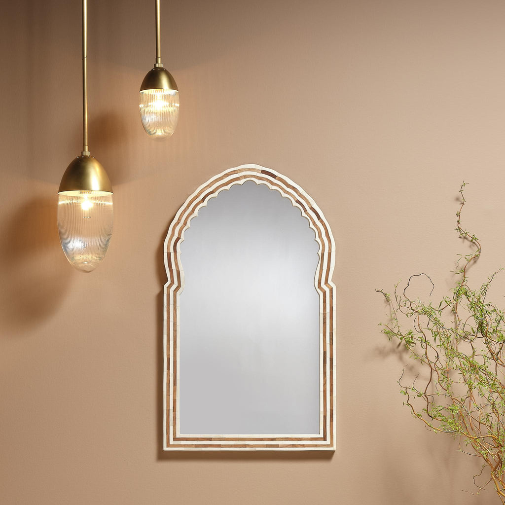 Jamie Young Bardot Large Bone & Wood Arch Mirror