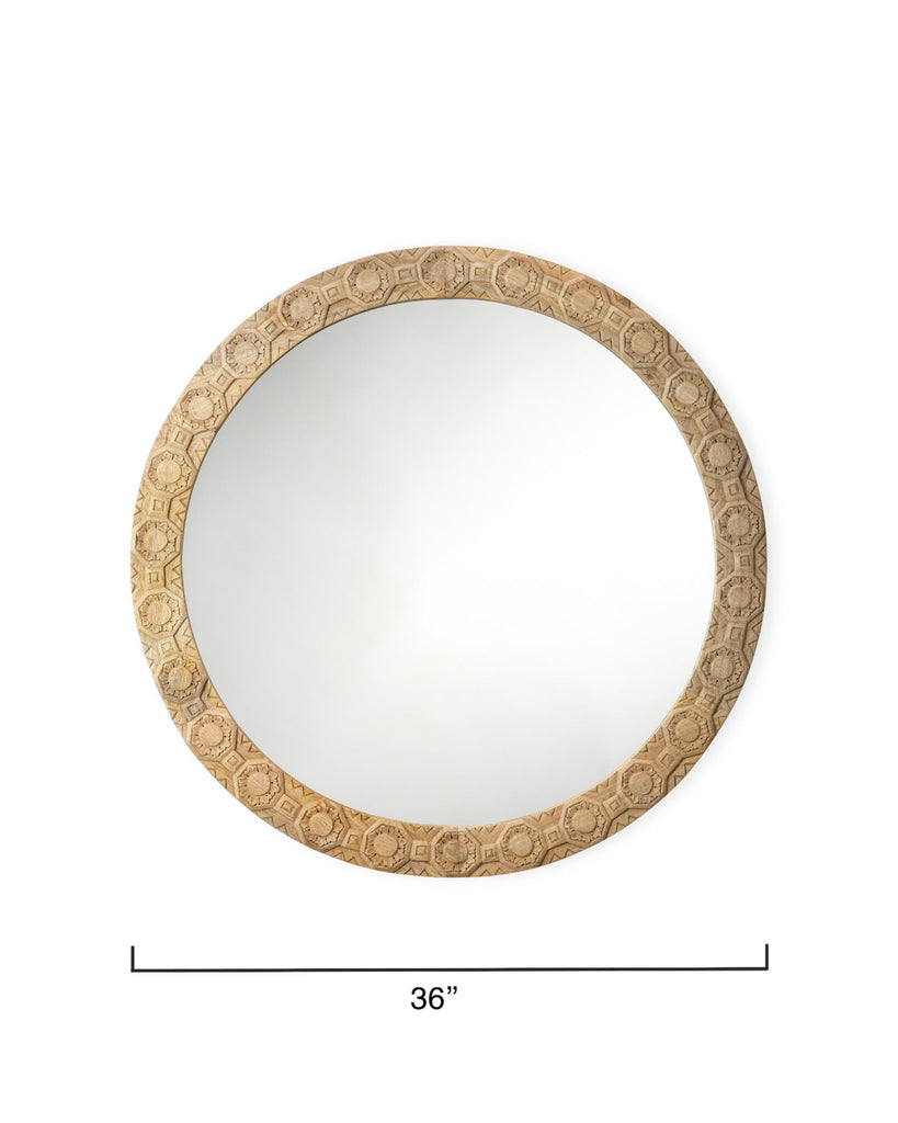 Jamie Young Relief Wood Carved Round Mirror