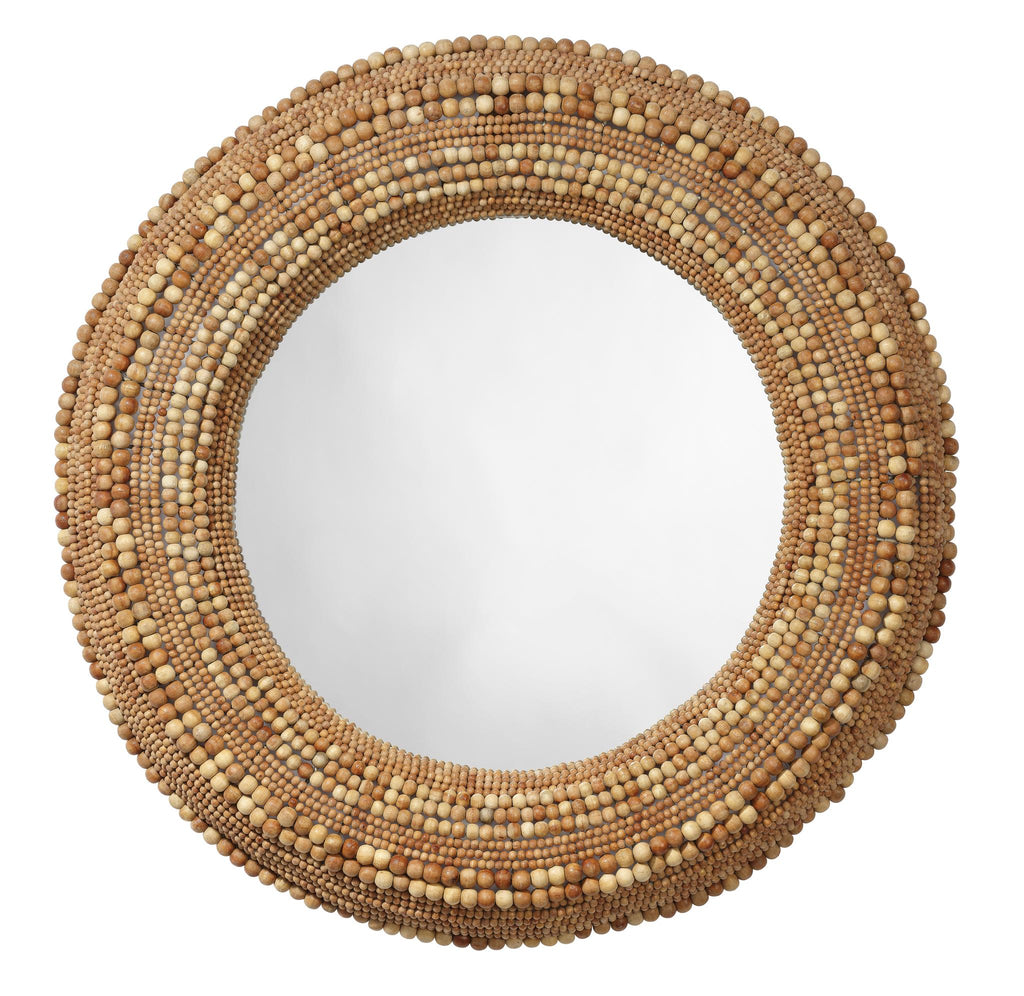 Jamie Young Strand Wood Beaded Round Mirror, Natural