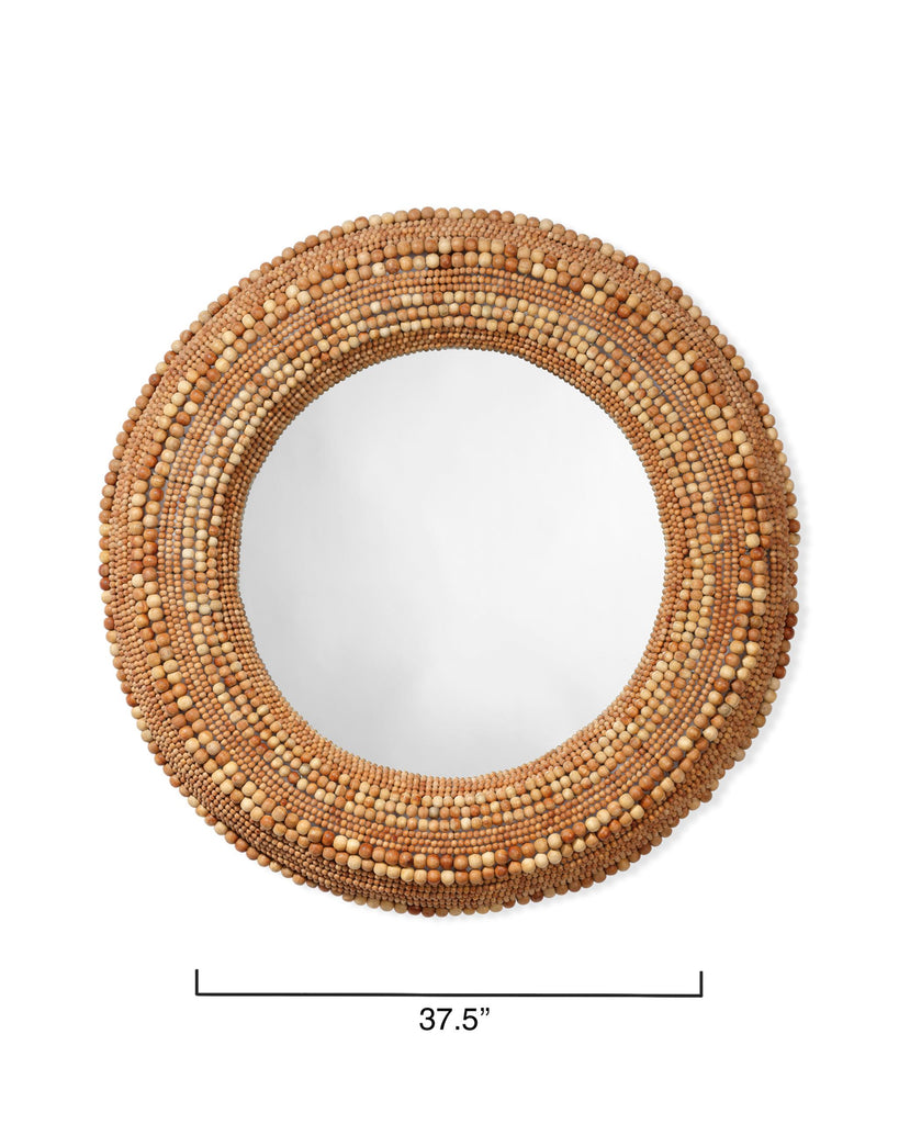 Jamie Young Strand Wood Beaded Round Mirror, Natural