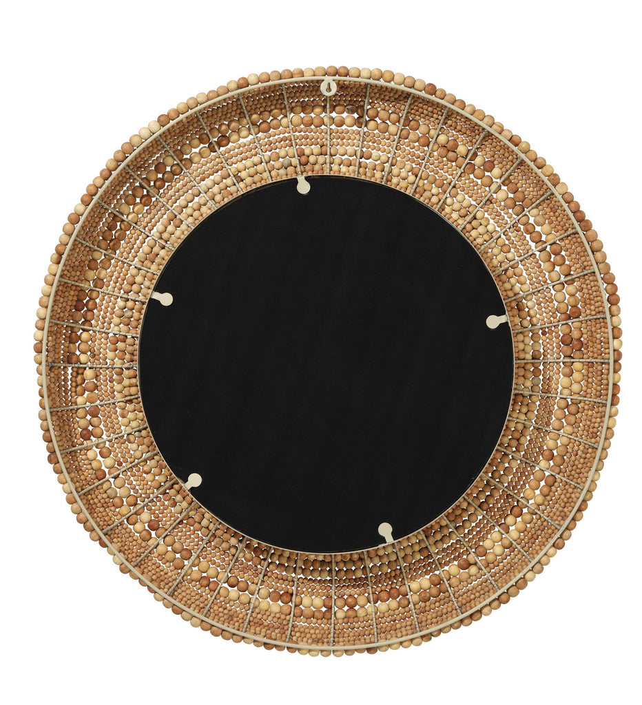 Jamie Young Strand Wood Beaded Round Mirror, Natural