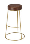 Decoratorsbest Henry Round Leather Bar Stool, Brown