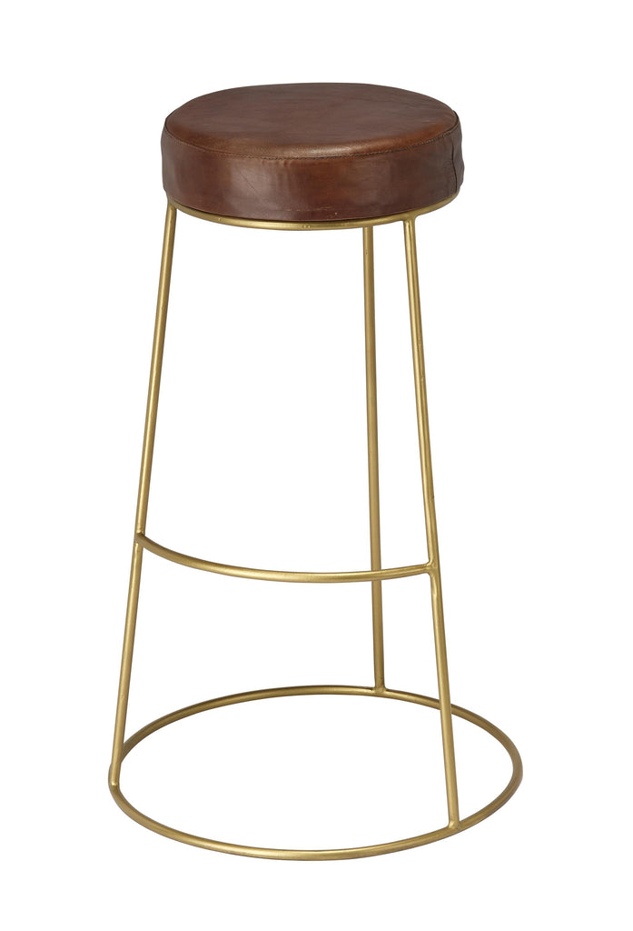 DecoratorsBest Henry Round Leather Bar Stool, Brown