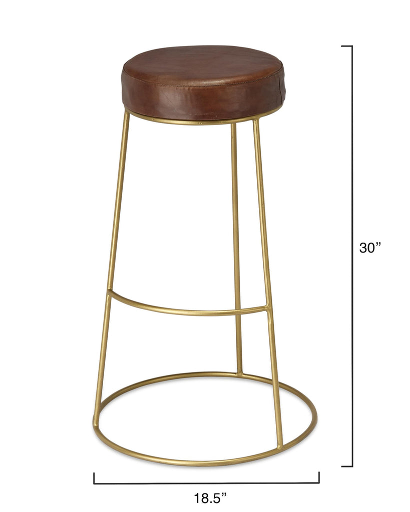 DecoratorsBest Henry Round Leather Bar Stool, Brown