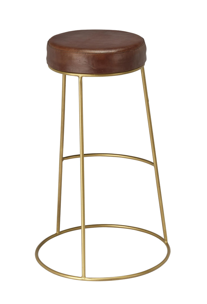 DecoratorsBest Henry Round Leather Bar Stool, Brown