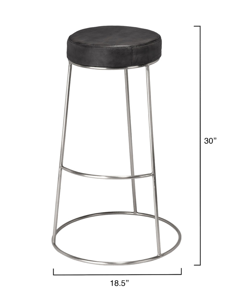 DecoratorsBest Henry Round Leather Bar Stool, Charcoal