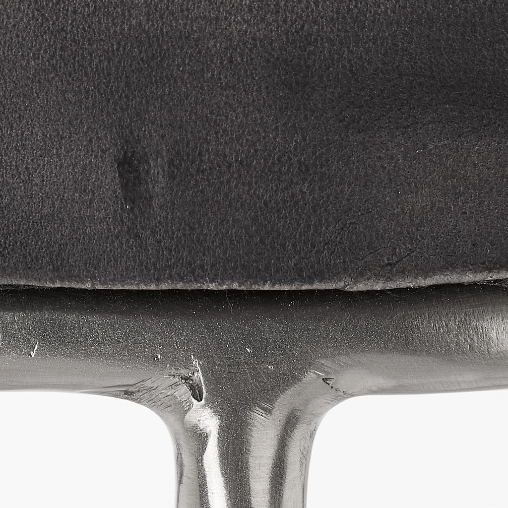 DecoratorsBest Henry Round Leather Bar Stool, Charcoal